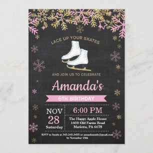 Convite para Skate Rosa de Festa de aniversário de