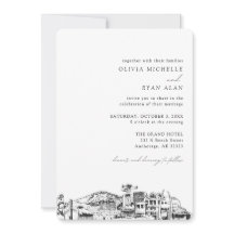Convite para Skyline Elegante para Casamento de Fi