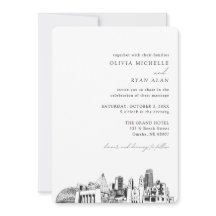 Convite para Skyline Elegante para Casamento Omaha