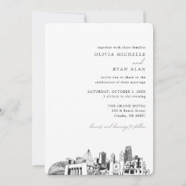 Convite para Skyline Elegante para Casamento Omaha