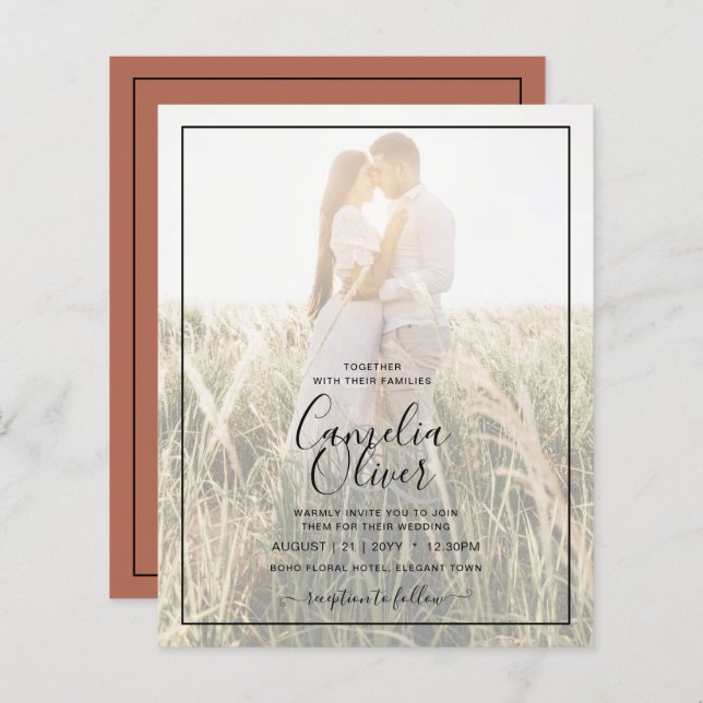 Convite para Sobreposição de Fotos de Casamento de (Frente/Verso)