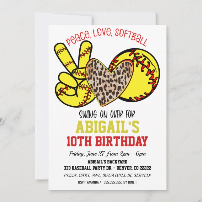 Convite para Softbol de Paz e Amor (Frente)