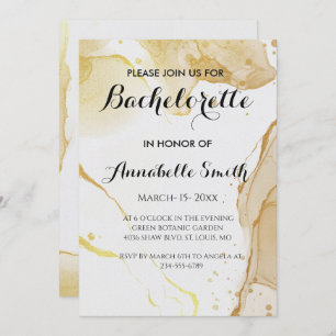 Convite para solteiro Dourado de Cor de Água Moder