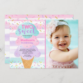 Convite para sorvete Dois segundos aniversários Do