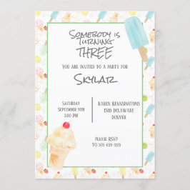 Convite para Sorvetes de Festa de aniversário