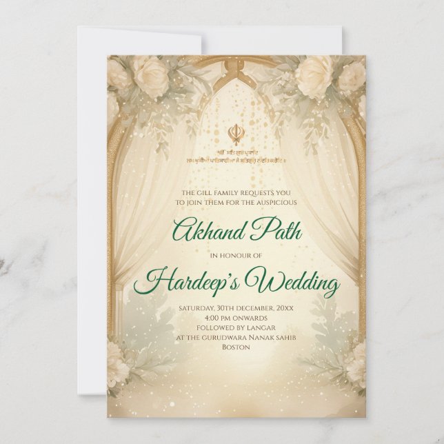 Convite para Sri Akhand Path Digital Akhand Sahib (Frente)