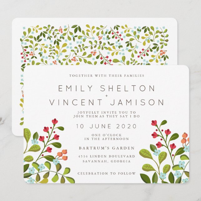 Convite para Suite de Casamento Floral de Jardim d (Frente/Verso)