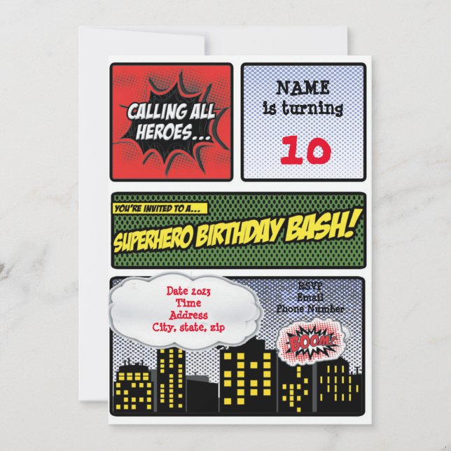 Convite para super-heróis (Frente)