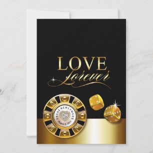 Convite Para Susan Casamento de Las Vegas   dourado preto