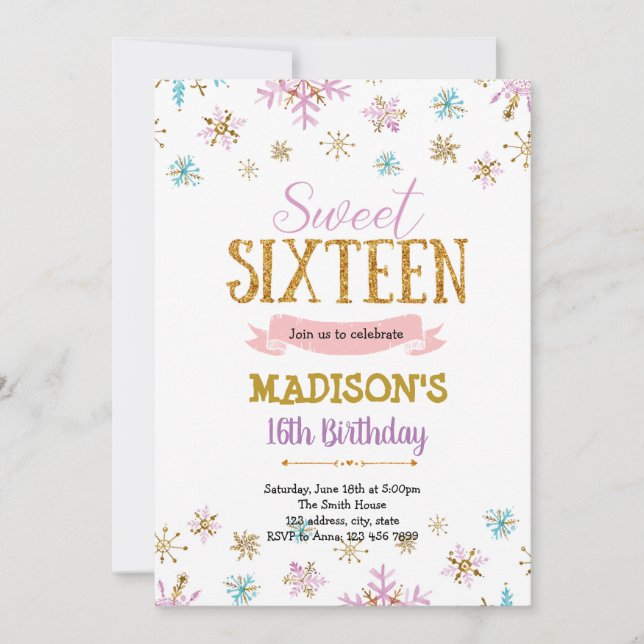 convite para sweet 16 de inverno (Frente)