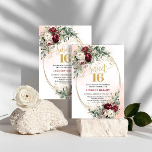 Convite para Sweet Sixteen com Peônia Vermelha Pro
