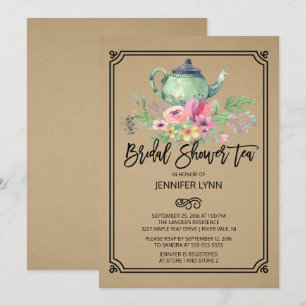 Convite para Tea de Chá de panela de Aquarela Kraf