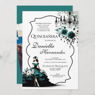 Convite para Teal Quinceañera