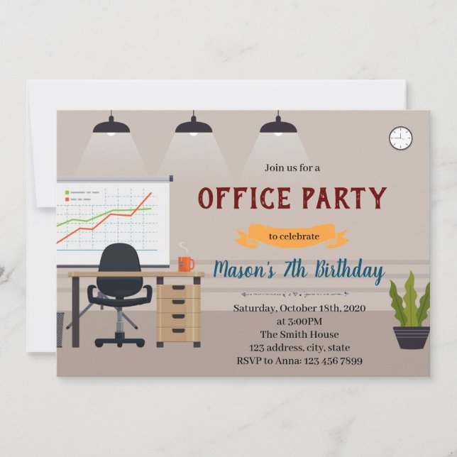 Convite para tema de aniversário do Office (Frente)