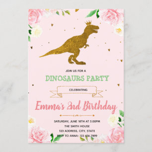 Convite para tema de dinossauro feminino