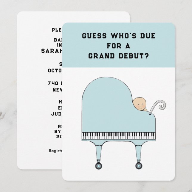 Convite para Tema de Música do chá de fraldas (Frente/Verso)