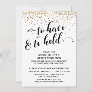 Convite Para Ter e Manter Apenas Recepção Confetes Dourado