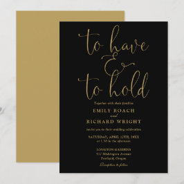 Convite Para Ter E Manter Um Casamento Preto E Dourado