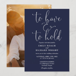 Convite Para Ter E Segurar Foto Casamento Azul Marinho