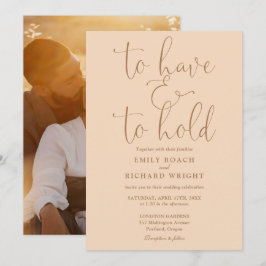 Convite Para Ter E Segurar Foto Soft Peach Casamento