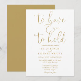 Convite Para Ter E Segurar Script Chic Dourado Casamento