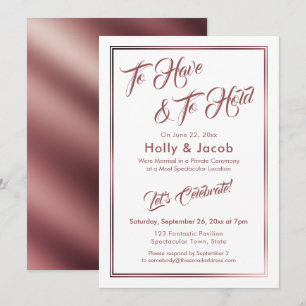 Convite Para Ter & Para Segurar Rose Gold Sobre Branco, Re