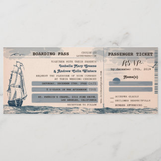 Convite para Tíquete de Casamento de Destino