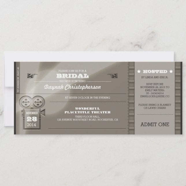 Convite para Tíquetes de CHÁ DE PANELA do Movie Pr (Frente)