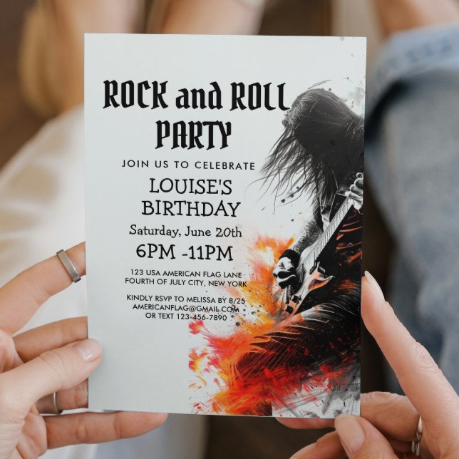 Convite para Tocar Guitarra e Festa de Rock And Ro (Criador carregado)