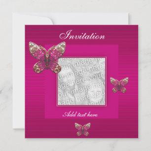 Convite para Todas as Ocasiaões Borboleta Rosa Adi