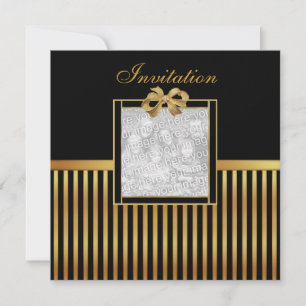 Convite para Todas as Ocasiaoes Dourado Faixa Pret