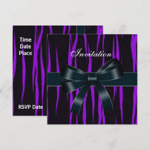 Convite para Todas as Ocasiaões Laço Preto Roxo