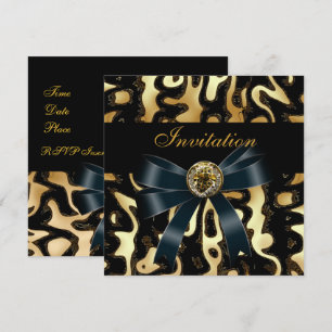 Convite para Todas as Ocasiaões Preto Dourado Abst