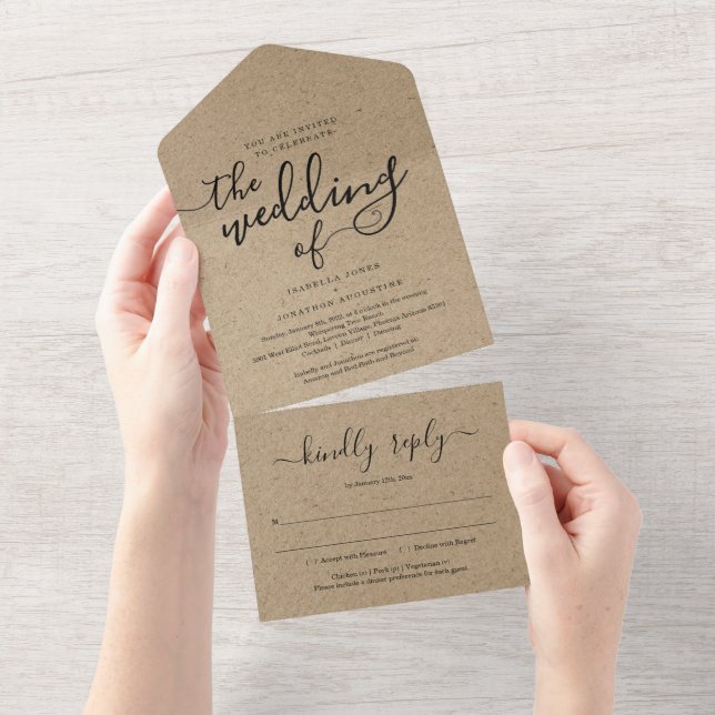 Convite para todos no mesmo casamento com RSVP e R (Tearaway)