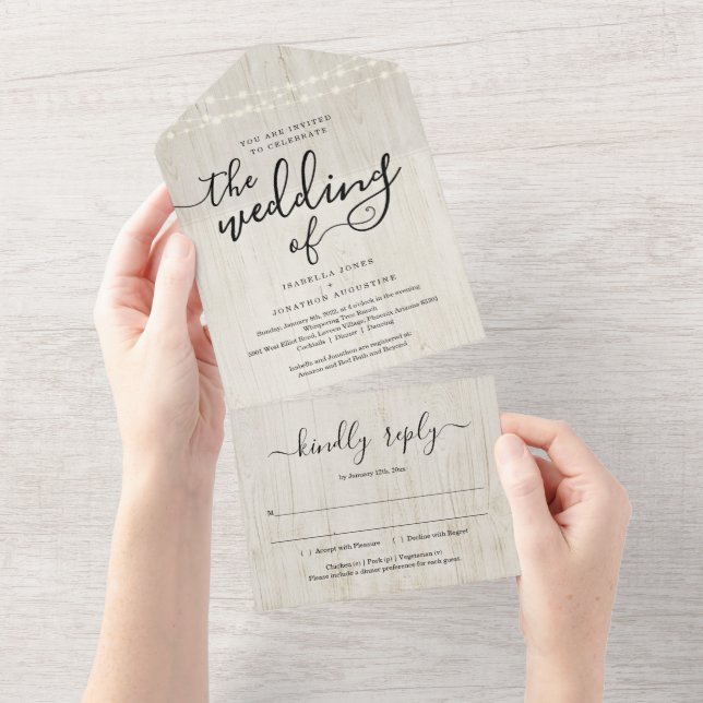 Convite para todos no mesmo casamento com RSVP e R (Tearaway)