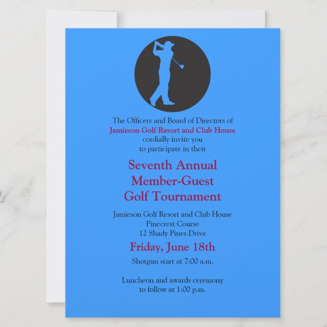 Convite para Torneio de Golfe Corporativo (Frente)