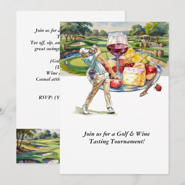 Convite para Torneio de Golfe e Degustação de Vinh (Frente/Verso)