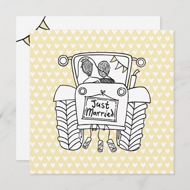 Convite para Trator de Casamento de País Personali (Frente/Verso)