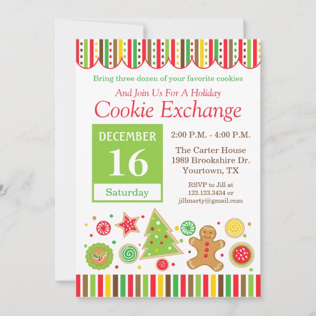 Convite para Troca de Biscoitos de Natal de Gengib (Frente)