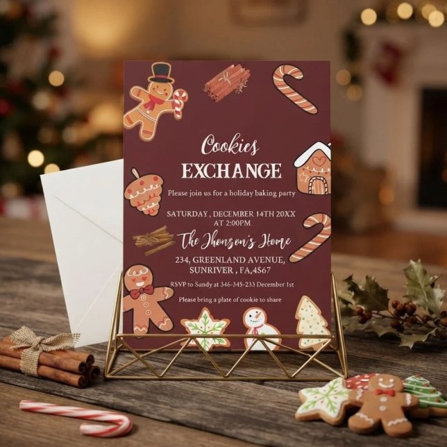 Convite para Troca de Biscoitos de Natal Vermelhos (Criador carregado)