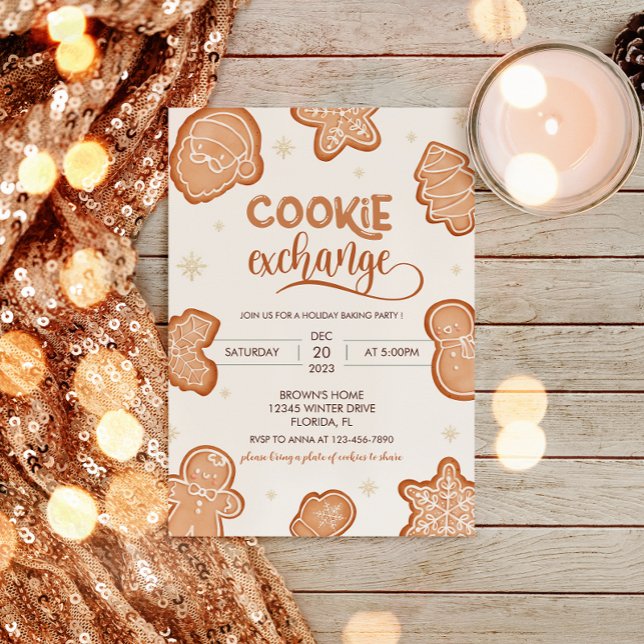Convite para troca de cookies de Natal bonito (Criador carregado)