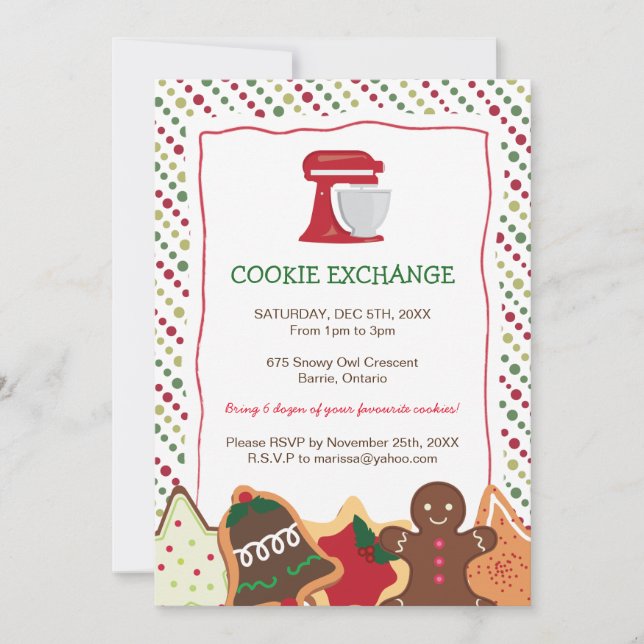 Convite para troca de cookies de Natal Whimsical (Frente)