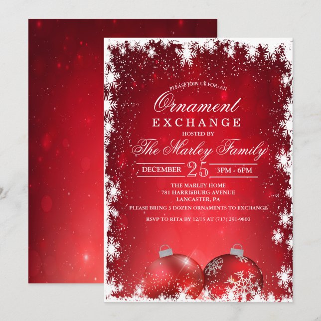 Convite para Troca de Enfeites de Natal (Frente/Verso)