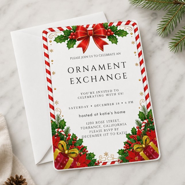 Convite para Troca de Enfeites de Natal no Estilo  (Criador carregado)
