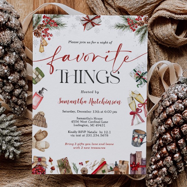 Convite para Troca de Presentes das Coisas Favorit (Favorite Things Gift Exchange Party Invite
)