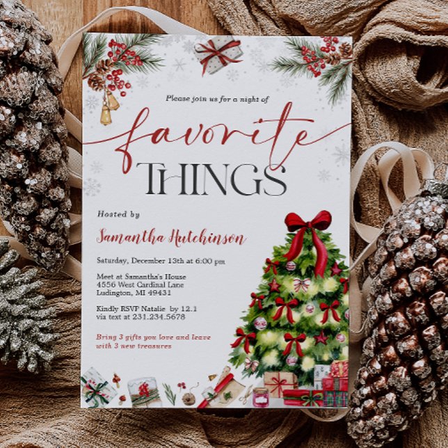 Convite para Troca de Presentes das Coisas Favorit (Favorite Things Gift Exchange Party Invite
)