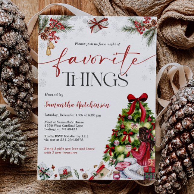Convite para Troca de Presentes das Coisas Favorit (Favorite Things Gift Exchange Party Invite)