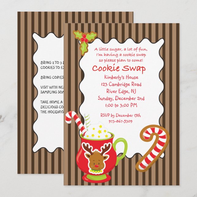 Convite para troca/troca de cookies da Coco e cook (Frente/Verso)