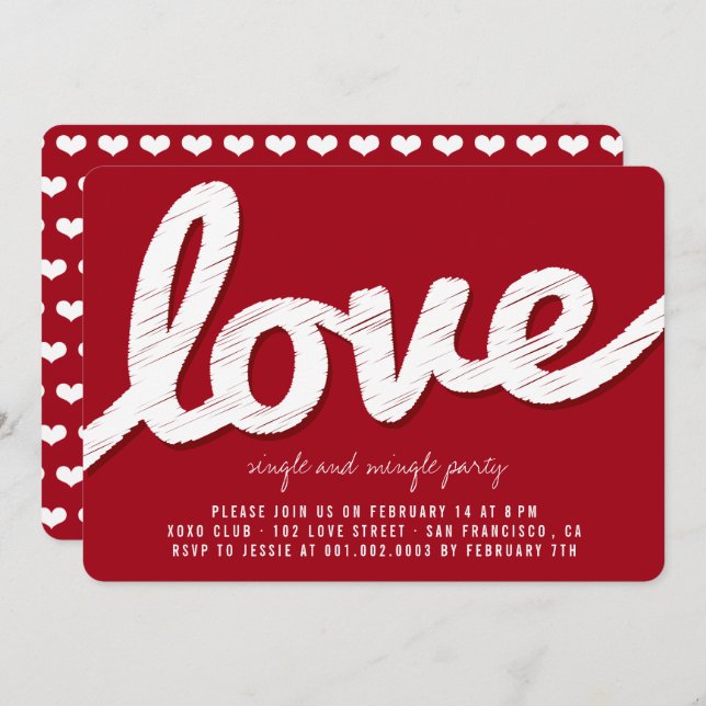 Convite para um grande Dia de os namorados de amor (Frente/Verso)