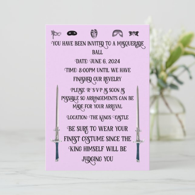 Convite para uma Bola de Mascarada (Em pé/Frente)